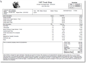 Repair order invoice